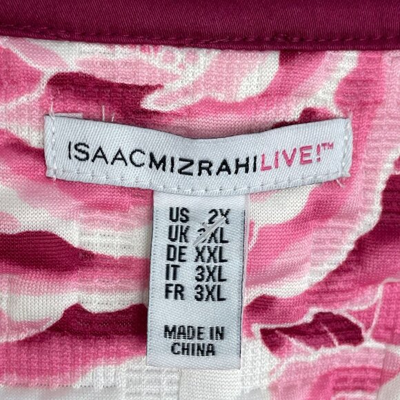 Isaac Mizrahi Live! Womens Plus 2X Floral Quilted Kimono Jacket Pink White - Picture 4 of 13